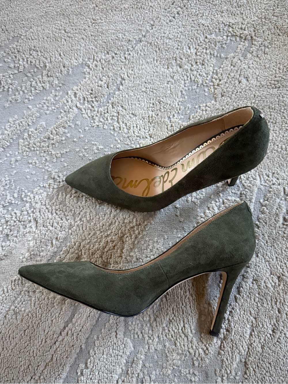 Sam Edelman pumps Hazel Olive green Suede Pointed Toe Stiletto 7.5